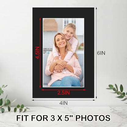 15 Pack 4x6 Black Picture Mats for 3x5 Photos (15 Count)