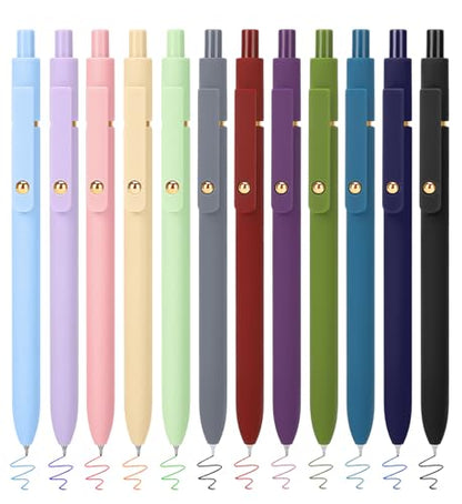 Colored Gel Pens 12 Pack 0.7mm Medium Point Pens for Journaling (12 Count)