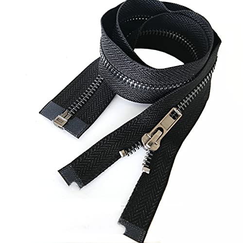 2PCS #5 27 Inch Zipper Black Nickel Teeth Zipper Black Metal Zipper Open End Zipper for Repair Coat Jacket (2 Count)