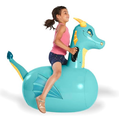 Hop N Go Inflatable Blue Dragon Bouncy Riding