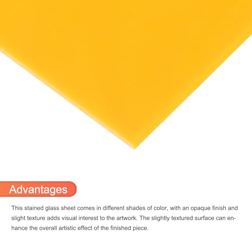 2 Pcs Stained Glass Sheet Mosaic Tile 7.9 Inch x 5.9 Inch Lemon Yellow Stained Glass Sheets for Crafts DIY Art Project