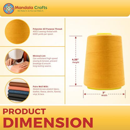 40S 2 Mustard Yellow Polyester 4 Pack of Serger Thread Cones