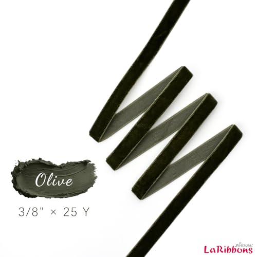 Moss Green Thin Velvet Ribbon