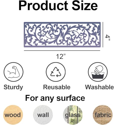 Floral Stencils for Crafts Reusable Border Stencils for Painting 12"x 4" (21 Count)