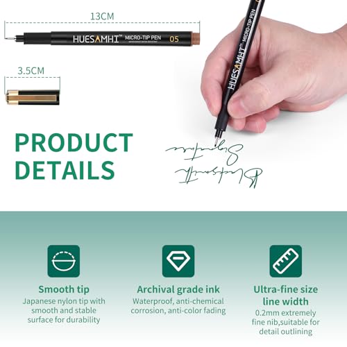 05 Micro Pen 20 Colors Waterproof Ink 0.48mm Fine Tip FineLiner Pens for Art Drawing (20 Count)