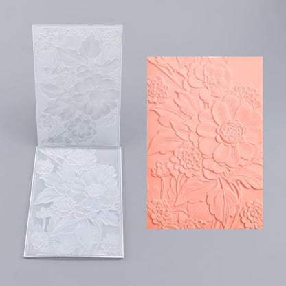3D Embossing Folder for Card Making Texture Fades Blossom Bloom Floral Plastic Embossing Folder Template for DIY Scrapbooking Paper Card Making Paper Card Embossing Stencil