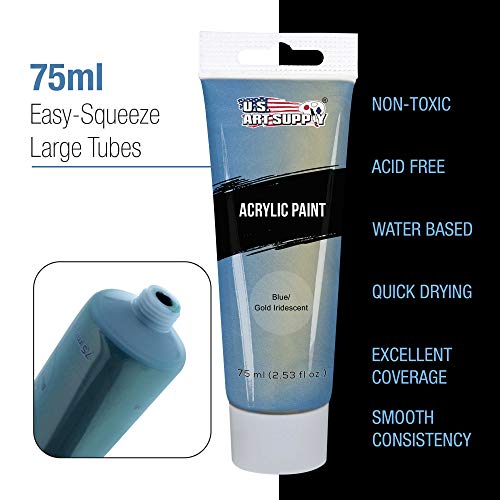 12 Color Iridescent Acrylic Paint Set Large 75ml Tubes (30.36 Fl Oz)