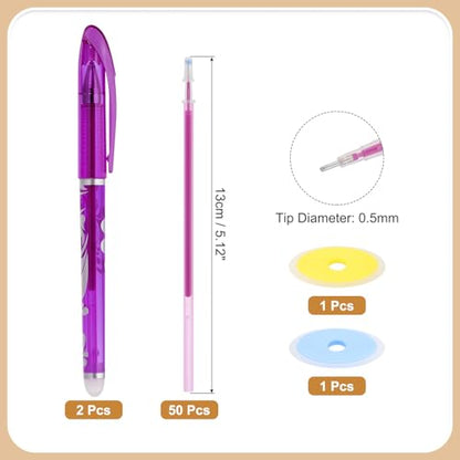 2Pcs Erasable Gel Pens with 50 Refills & 2 Erasers (52 Count)