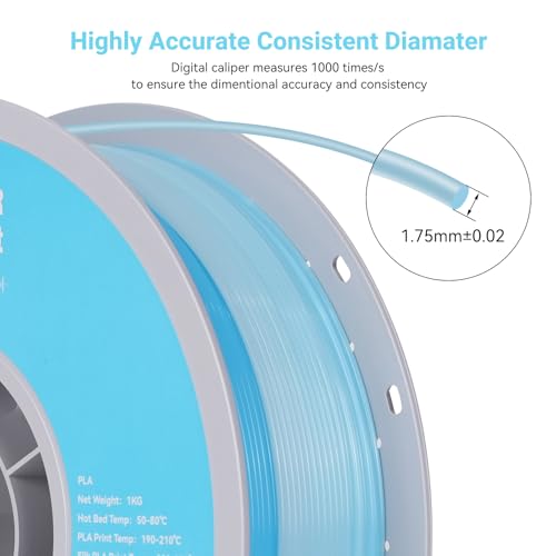 TECSONAR Crystal Rainbow PLA 3D Printer Filament (35.274 Ounce)