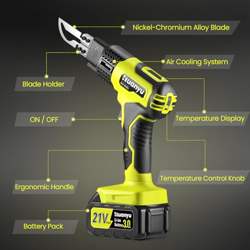 Cordless Hot Knife 4 Blades Set 3.0Ah Battery Powered 100W Max 500℃