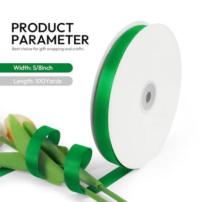 5 8 Inch 100 Yards Satin Ribbon Green