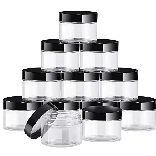 12 Pack 6 oz Plastic Container Jars with Lids Round Clear Travel Cosmetic Container Slime Jars for Toiletries (72 Count)