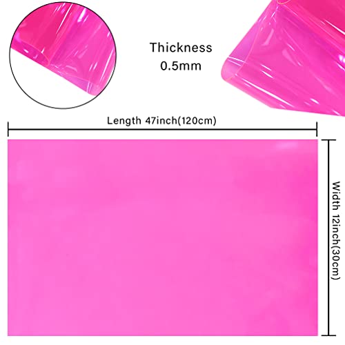HYANG Pink Transparent PVC Super Clear Holographic Vinyl Faux Leather Sheets 1 Roll 12" x 47"
