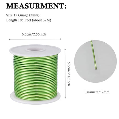 12 Gauge Light Green Aluminum Craft Wire (103.68 Foot)