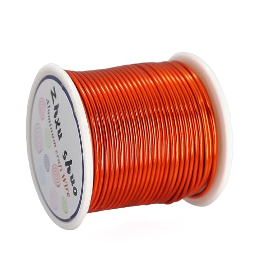 12 Gauge(2mm) Aluminum Wire 35 Yards Anodized Metal Wire for Bonsai Armature Crafting Sculpting Jewelry Craft Making Beading Floral (Orange, 12 Gauge) (105 Foot)