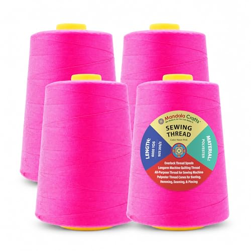 20S 2 Neon Pink Polyester 4 Pack of Serger Threads Cones