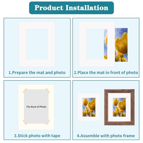 8x10 White Picture Mats with Core Bevel Cut Frame Mattes for 5x7 Pictures