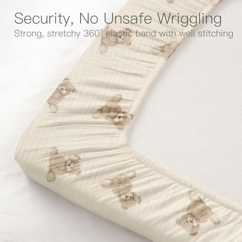 Organic Pack and Play Sheets Fitted 38”x26” 100% Muslin Cotton (2 Count)