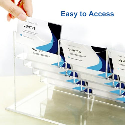 Acrylic Business Card Holder for Desk Multiple Business Card Holders Business Card Organizer Business Card Display Rack Clear Plastic Business Card Stand for Home Office