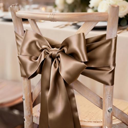 Brown Satin Ribbon 4 Inch x 10 Yards Double Faced