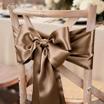 Brown Satin Ribbon 4 Inch x 10 Yards Double Faced