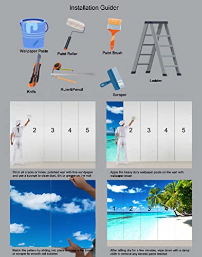 Palm Tree Wall Mural Tropic Paradise Beach Seascape Murals (56.25 Sq Ft)