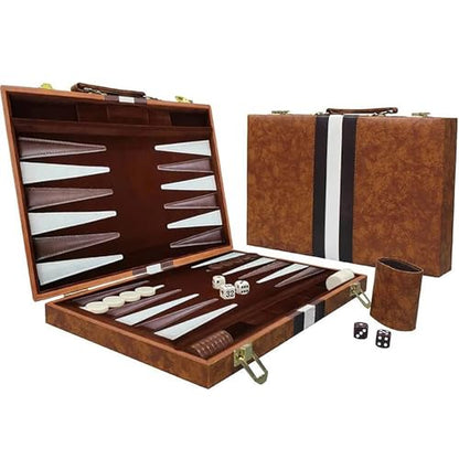 11" Backgammon Set with Leather