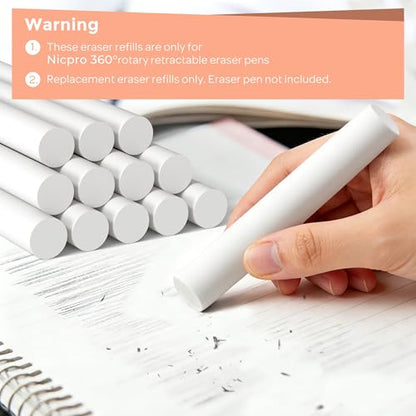 12 Pack TPE Rotary Retractable Pen Eraser Refills (12 Count)