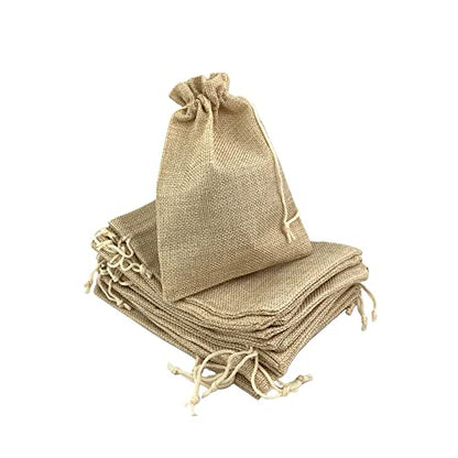 Pack of 25 Burlap Gift Bags with Drawstring Linen Jewelry Pouches Wedding Hessian Jute Bags for Birthday and Treat Pouches Party Wedding Favors Gift