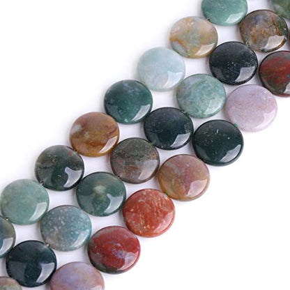 GEM Inside Natural 20mm Coin Indian Agate Gemstone Loose Beads Energy Stone Handmade Beads for Jewelry Making Jewelry Beading Supplies for Women