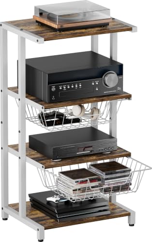 Media Stand with Two Detachable Baskets (4 Count)