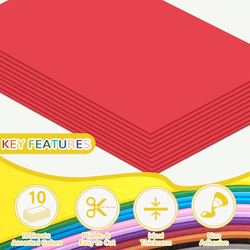 10 Pack Eva Foam Sheets Craft 8 x 12 inch (6.67 Sq Ft)