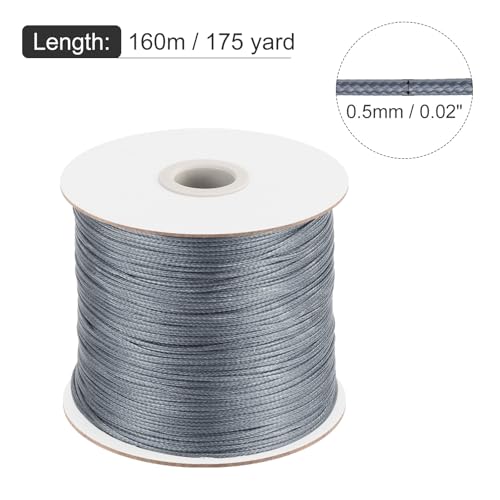 Waxed Polyester Cord 0.5mm 175 Yard Dark Grey