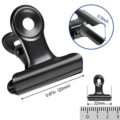 30 Pack Bulldog Clips 0.87 Inch Small Hinge Paper Clips Metal Hinge Clips for Crafts (30 Count)