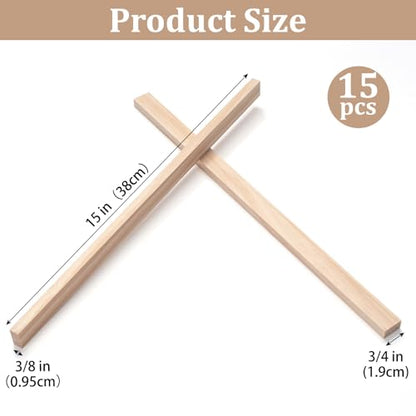Wood Strips Slats Wooden Sticks for Crafts 3 (15 Count)
