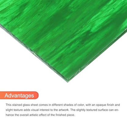 2 Pcs Stained Glass Sheet Mosaic Tile 7.9 Inch x 5.9 Inch Dark Green Stained Glass Sheets for Crafts DIY Art Project