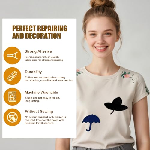 Iron on Patches Repair for Fabric Clothes (12 Count)