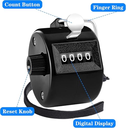 Black Handheld Tally Counter Clicker 4 Digital for School Event