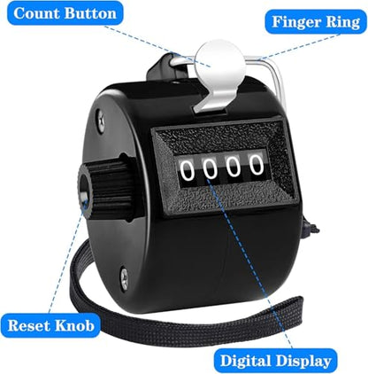 Black Handheld Tally Counter Clicker 4 Digital for School Event