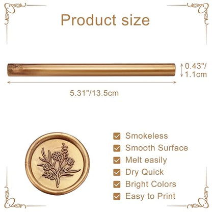 15Pcs Bronze Gold Glue Gun Sealing Wax Sticks for Wax Seal Stamp (15 Count)