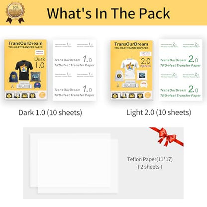 Printable Heat Transfer Paper for Dark and Light T Shirts (22 Count)