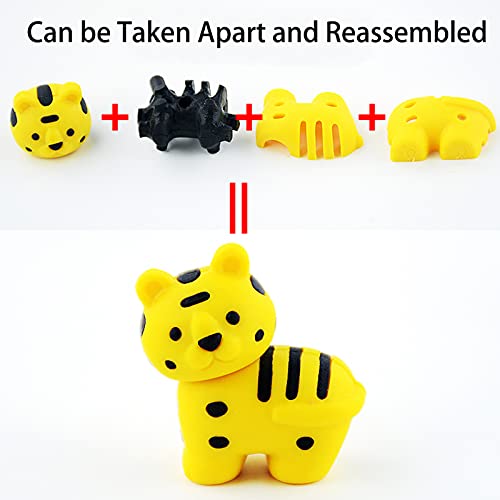 110Pcs Animal Erasers Kids Desk Pets Pencil Erasers 3D Puzzle Eraser Bulk Mini Animal Food Toys Fun Cute Eraser for Classroom Rewards (110 Count)