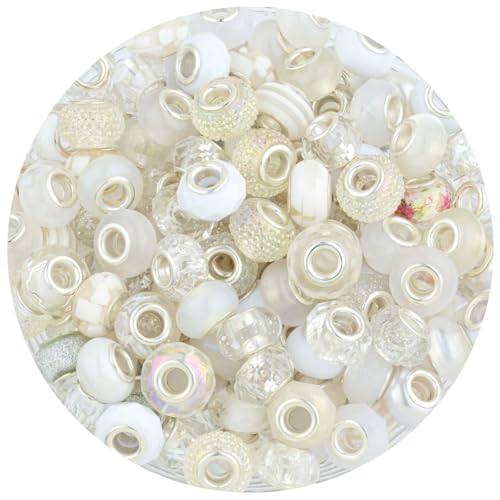 White Mix Large Hole Beads (100 Count)