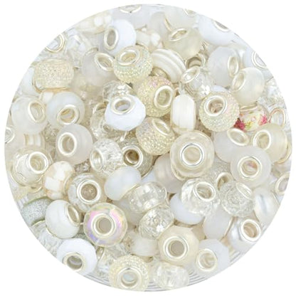 White Mix Large Hole Beads (100 Count)