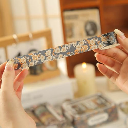 12 Rolls Kyoto Charm Washi Tape Set Japanese Arts Adhesive Tapes Geometric Garden Decorative Masking Tape Sets for Craft (12 Count)