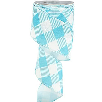 Blue and White Check Ribbon Christmas Wired Ribbon Blue White Burlap Ribbon 2.5 Inch X 10 Yards for Crafts Christmas Tree Decoration Birthday Decor Bows Making Flower Wreath Gift Wrapping (30 Foot)