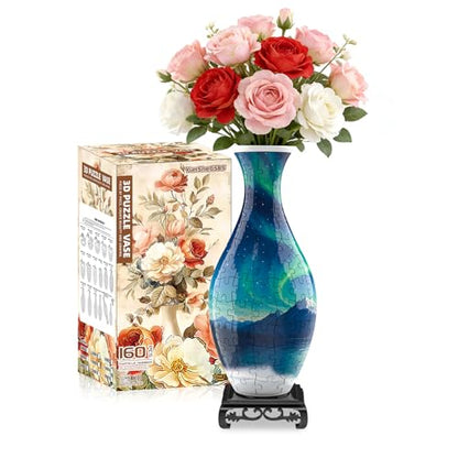 3D Puzzle Vase for Adults with 160 Plastic Pieces (160 Count)