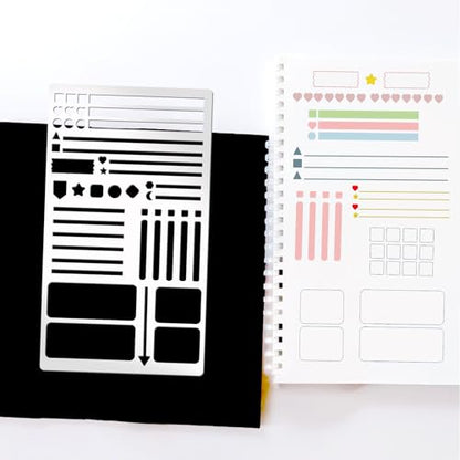 4 Pieces Metal Planner Stencil Journal Engraving Stencils Rustproof Small Letter Metal Stencils for Journaling (4 Count)