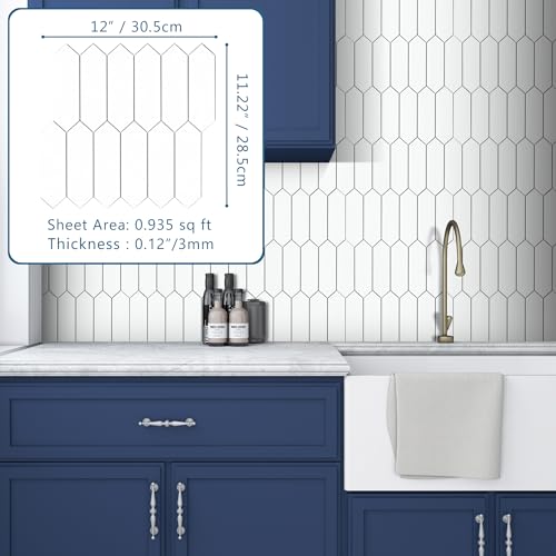 10 Sheet Long Hexagon Peel and Stick Backsplash (10 Count)