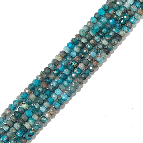 Natural Apatite Beads 4x2mm 120pcs Faceted Rondelle Loose Semi Gemstone Beads for Jewelry Making Design (120 Count)
